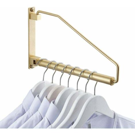 Étendoir Mural Pliable, NEWRAIN Support de Séchage Pliable Crochet Cintre pour Balcon, Salle Bains, Chambre, Coucher de Blanchisserie (Or) (1/5)