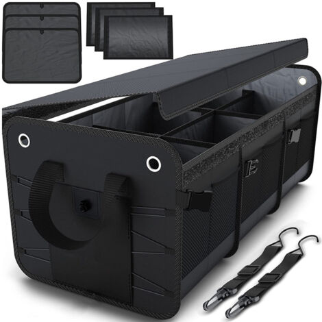 Organisateur coffre de voiture pliable extra large – Tissu étanche – Sangles réglables – Antidérapant avec poches latérales