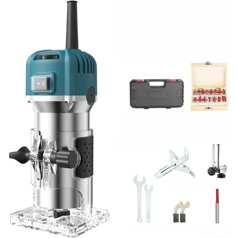 Défonceuse électrique 800W – 6 vitesses 10 000 à 33 000 tr/min – 15 fraises pour bois dur – Système de refroidissement efficace (1/5)