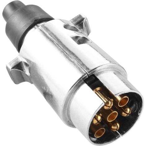 Applicable Prise remorque 7 Broches mâle Metal, fiche remorque 7 Broches en métal, 12V Prise attelage 7 Broches Metal, Fiche remorque 7 plots Aluminium, connecteur remorque 7 Broches
