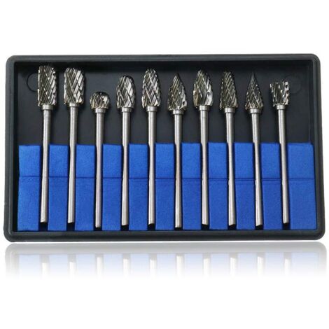 Lot de 10 fraises en métal dur avec tige de 3 mm pour sculpture sur bois, métal, pierre, gravure, perçage (1/5)