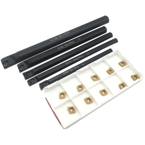 Applicable Porte-outil de tournage, 1 pièce S06H-SCLCR06 + 1 pièce S07K-SCLCR06 + 1 pièce S08K-SCLCR06 + 1 pièce S10K-SCLCR06 + 1 pièce S12M-SCLCR06 + 10 pièces 060204 FT4025 (1/3)