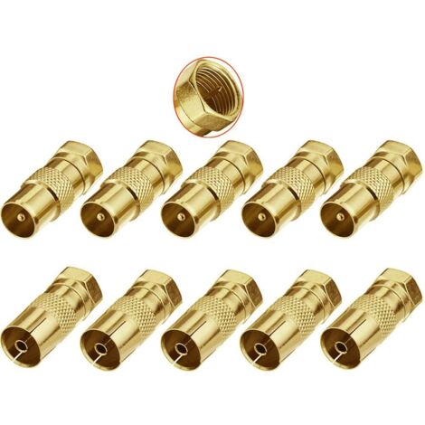 10 Pièces Adaptateur Mâle/Femelle de Type F vers Coaxial Mâle/Femelle, Câble Coaxial d'antenne TV Adaptateur F-Connecteurs Connecteur à Vis de Type F vers Convertisseur d'antenne Coaxiale RF
