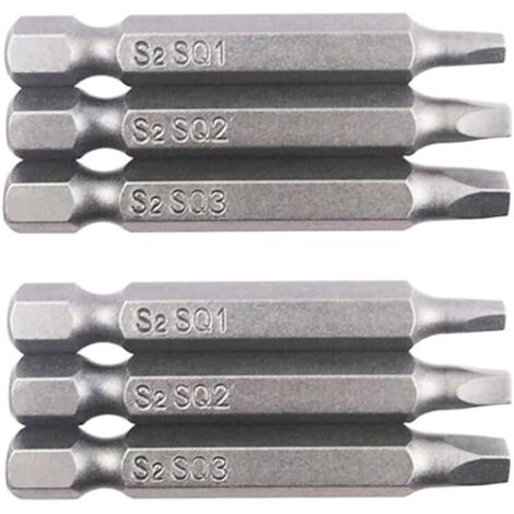 Lot de 6 embouts de tournevis magnétiques à tête carrée de 6,35 mm de long pour outils électriques SQ1 SQ2 SQ3 (50 mm) (1/5)