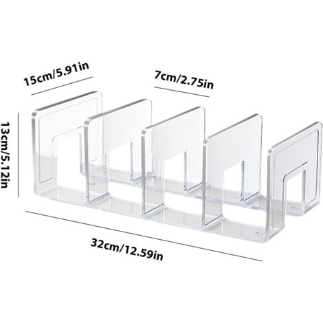 Séparateur D'étagère Transparent 4 Compartiments - Pour Sacs à Main, Livres, Vêtements - PC Rigide - Facile à Poser