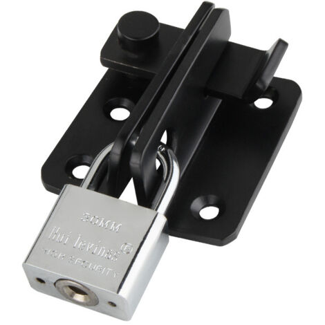 Verrou Porte Exterieur/Interieure Coulissante avec Cadenas, Loquet Porte à Bascule Boulon pour Portail Jardin Armoire, Finition Noire en Acier Inoxydable (1/5)