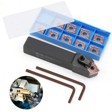 Applicable Porte-outils de tournage Mcsnl1616H12 avec 10 inserts Cnmg120408-Ma Vp15Tf et 2 clés, jeu de lames en carbure pour usinage (1/5)