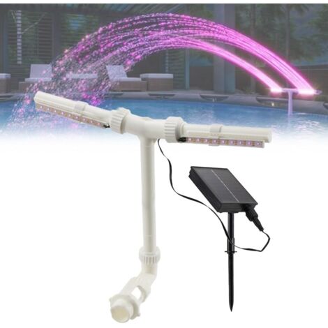 Fontaine solaire de piscine avec éclairage LED – Autonomie 12h – Télécommande RF – Arroseur réglable pour décorations extérieures