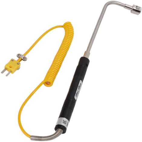 Capteur de Température en Acier Sonde de Thermocouple de Surface de Thermocouple de Type K avec Poignée Isolée pour les Tests de Température (Thermocouple à Surface de Tige Incurvée)