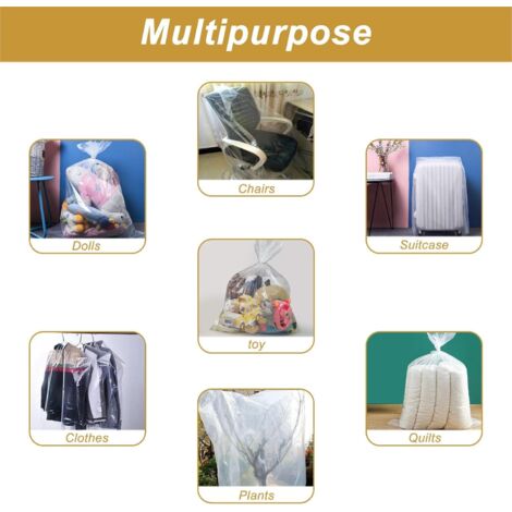 Lot De 4 Sacs De Rangement Extra Larges En Plastique Transparent 100 X