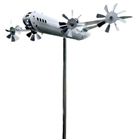 Amateurs de vol Métal Avion Girouette Girouette Fer Extérieur Moulin à Vent pour Jardin, Patio, pelouse Ornements, Silve (1/5)