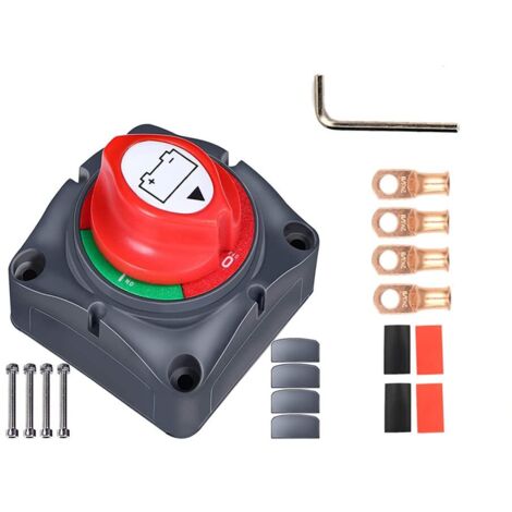 Interrupteur de batterie, 12-48 V Interrupteur principal de coupure de batterie Isolateur de déconnexion pour voiture, véhicule, camping-car et bateau (marche/arrêt) (1/5)