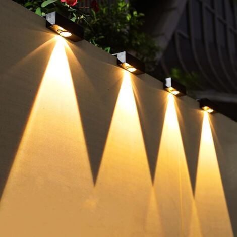 Lot de 2 Lampes Solaires d'Extérieur IP65 - Applique Murale LED - Blanc Chaud - Éclairage de Clôture - Lampe Décorative [Classe énergétique F] (1/5)