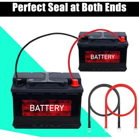 2 Pièces Câble Batterie Voiture 50cm 5AWG 16mm² Cuivre Pur Avec Cosses M8 - Rouge Et Noir