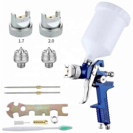 Pistolet à peinture HVLP 600 ml avec buses inox 1.3/1.7/2.0 mm – Pression 3-4 bar – Consommation 170-300 l/min – Pour carrosserie - H-827P (1/5)