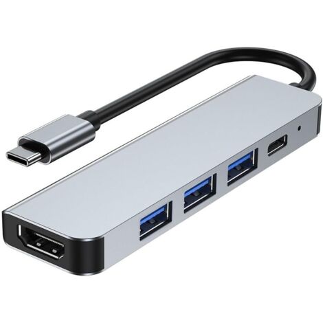 Adaptateur HDMI USB-C 5 en 1 pour MacBook Pro/Air – HDMI 4K 30Hz – 3 ports USB 3.0 – Port PD 100W pour charge rapide (1/5)