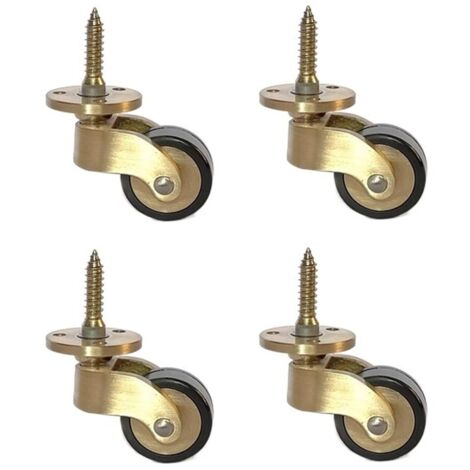 Lot de 4 roulettes pivotantes à 360° en laiton massif, style antique, 25 mm, avec vis, charge de 150 kg (1/5)