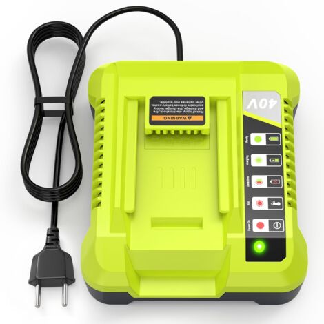 Applicable Chargeur de Batterie à Port Unique pour Ryobi OP401, 40V de Rechange Li-ION & NI-Cad NI-Mh 12V-18V Chargeur, Compatible avec OP4015 OP4026 OP4040 OP4050, 40 Volt Ryobi Chargeur de Batterie