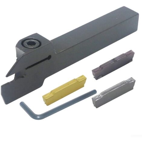 Applicable Ensemble d'outils de tournage, 3 pièces MGMN200 en carbure avec porte-outil de rainurage de tour CNC MGEHR1212-2 (droit) avec clé pour semi-finition, finition (1/5)