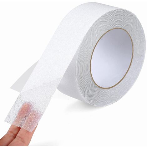 Bande Antidérapante Adhésive, 5cm10m, Bande Sécurité Antidérapant, Ruban de Traction Antidérapant, Empêche Personnes Âgées, Enfants et Animaux Domestiques de Glisser/de Tomber, Transparent (1/5)