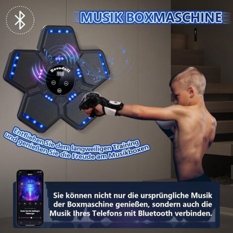 Machine De Boxe Murale Intelligente Bluetooth – Avec Gants – Noire – Neuf