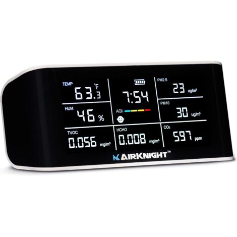 Moniteur de qualité de l'air intérieur neuf - en - un, moniteur de CO2 portable  capteurs de COV  détecteur de formaldéhyde aqi PM2.5 + 4 more Home Monitoring  détecteur de qualité de l'air pour espac