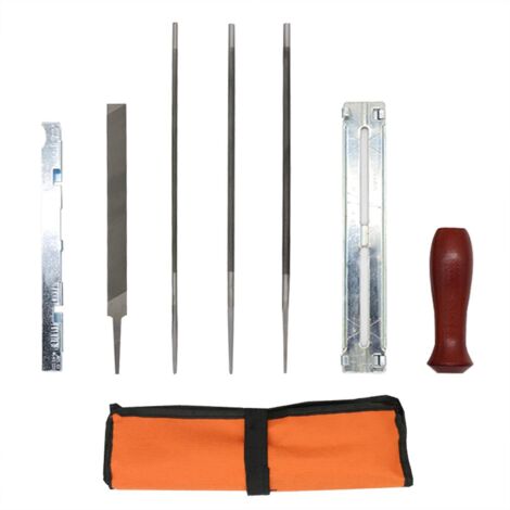 10 pièces lime d'affûtage de tronçonneuse chaîne à bois affûter les fichiers de scie Kit de classement de ponçage outil à main (1/5)