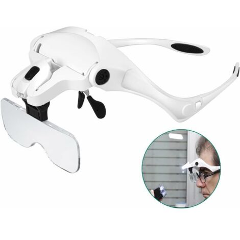 Loupe éclairante avec 2 LED – 5 lentilles interchangeables 1.0X à 3.5X – Alimentation par 3 piles AAA – Confort ergonomique pour travaux de précision