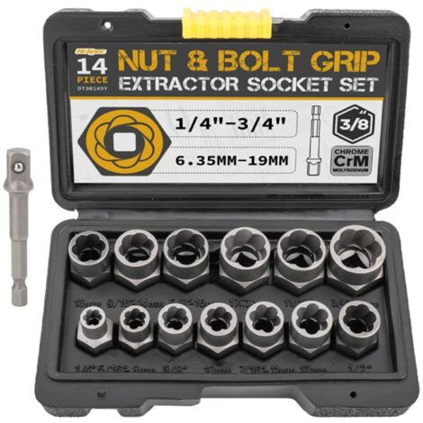Lot de 14 outils d'extraction d'écrous en acier Cr-Mo avec rangement solide pour étui utilisé pour Industr (1/5)