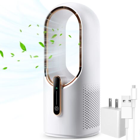 Ventilateur de bureau sans pales de 30 cm, silencieux, 3 vitesses de réglage, contrôle tactile, facile à nettoyer, petit ventilateur de bureau, silencieux, idéal pour bureau, salon, chambre à