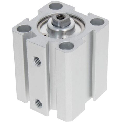 SDA20 x 20 Cylindres Pneumatiques Minces à Air Comprimé, Vérin Pneumatique Compact en Aluminium, Double Effet, Port PT3/8, pour Systèmes Pneumatiques et Hydrauliques, Alésage 20mm, Course 20mm (1/5)
