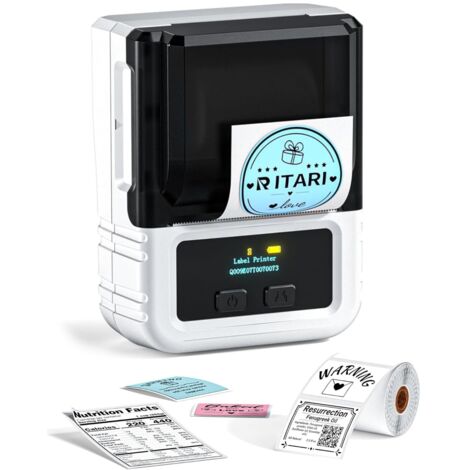Imprimante d'étiquettes M120, imprimante d'étiquettes de code barres Bluetooth taille 20-50mm, Étiqueteuse Thermique Portable sans Encre pour vêtements, adresses (avec étiquette 40x30mm, ) (1/5)