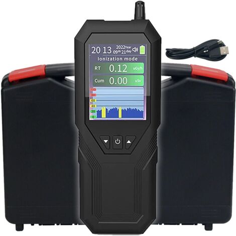 Compteur Geiger portable – Détecteur de rayonnement nucléaire Beta Gamma – Rechargeable avec écran LCD – Sensibilité 80 CPM/µSv/H