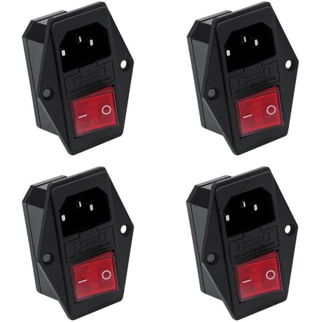 4 Pièces 10A 250V Interrupteur à Bascule de Puissance, Prise Encastrée pour Imprimante 3D, AC Prise d'alimentation du Module d'entrée IEC320 C14, avec 10A Fusible (1/5)
