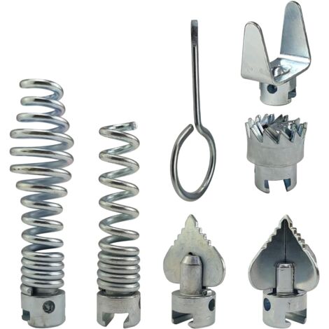 Lot de 7 têtes de coupe combinées pour déboucher les canalisations – 16 mm – Acier au manganèse – Verrouillage automatique – Pour tuyaux humides (1/5)