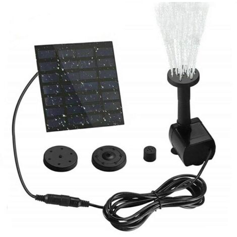 Fontaine Solaire DIY, Pompe de Bassin Solaire avec 4 Styles de Fontaine Pompe à Eau Solaire pour Jardin, Bain d'oiseaux, Étang, Caractéristique de l'eau DIY