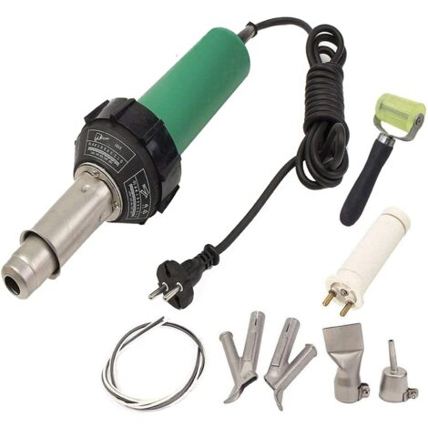 Plastic Hot Air Welding Kit, 1600 W Hot Air Gun with Roller Nozzle, 30-650° C Peut répondre à Vos différents Besoins de matériaux, Rouleau, Baguette de Soudage, Noyau de Soudure (1/5)