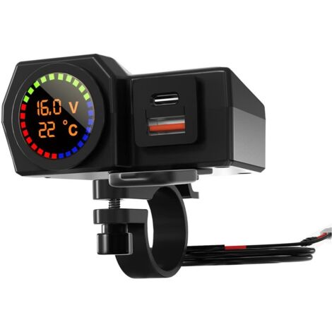 VoltmèTre De Moto Jauge De TempéRature,Prise éTanche De Moto 5v 3.4a Chargeur USB De Moto Chargeur De TéLéPhone Portable pour TéLéPhone Portable Tablette GPS RéFrigéRateur De Voiture (1/5)
