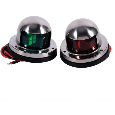 Applicable Feux de Navigation de Bateau, 2 Pièces 12V Acier Inoxydable Rouge et Vert LED Lampe de Navigation Marine Feu de Signalisation Étanche Accessoire de Yacht