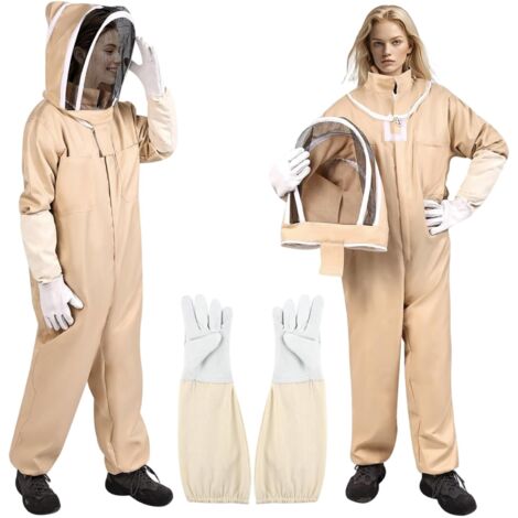 Costume apiculteur, costume d'abeille pour hommes femmes, doux léger entièrement body body avec et capot ventilé pour la cour et le gardien d'abeille, XL, gardien