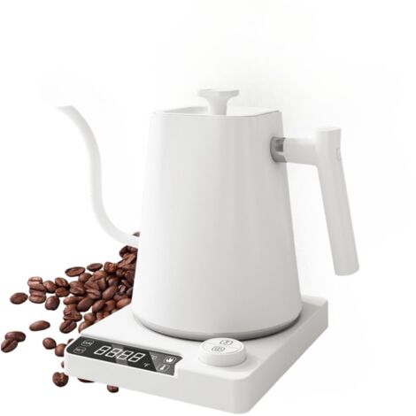 Applicable Bouilloire électrique col de cygne 1 L pour café et thé, ébullition rapide, bouilloire 1200 W, chaudière à eau en acier inoxydable, contrôle de la température (white) (1/5)