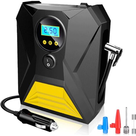 Compresseur d'air de gonfleur de pneu 12V DC pompe à air portable avec manomètre numérique et lumière LED d'urgence pour pneu de voiture vélo jusqu'à 150psi ballon