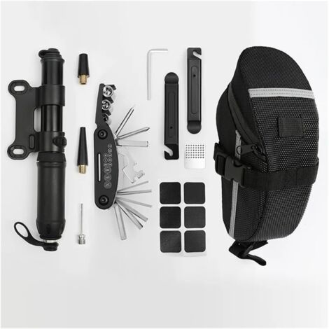 Applicable Kit d'outils de réparation portables, Kit d'outils de réparation de vélo, pompe, Patch de pneu, clé multifonctionnelle, ensemble d'outils de vélo, accessoires (Color : GRAY) (1/4)