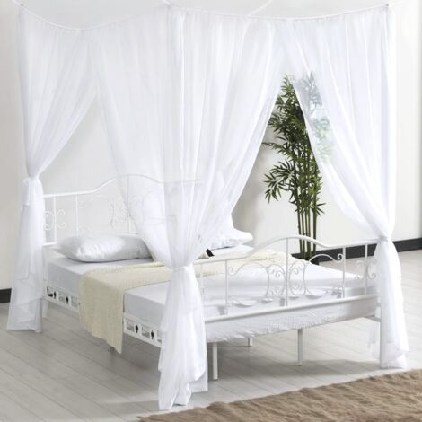 Moustiquaire de Lit, Grand Moustiquaire à Quatre Portes pour Soler Efficacement Les Moustiques, Moustiquaire Filet Baldaquin pour Lit Double et Lit Simple (190 x 240 x 210 cm) (1/5)