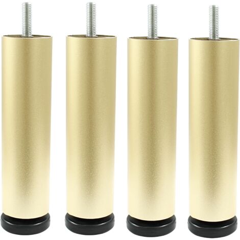 Lot de 4 pieds de meuble dorés 6 pouces – Alliage d'aluminium anodisé – Capacité 75 kg par pied – Installation facile pour canapé et armoire