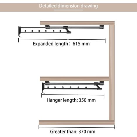 Tringle de penderie extensible réglable avec rail coulissant, largeur réglable de 35 à 80 cm (taille : 50 cm