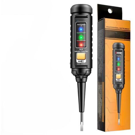 Testeur de tension, testeur de courant 2 en 1 avec tournevis et lampe de poche LED 24-250 V, détecteur de rupture de câble, testeur de continuité  Prise et armoire de commande (1/4)