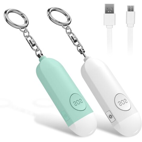 Alarme de Poche Rechargeable, Auto-défense Personnel Indispensable avec Une Sirène Anti-agression de 130 DB et Lumière LED, pour , Enfants et Personnes agées