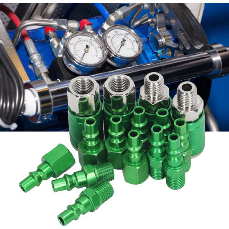 Kit de coupleur d'air et de prise NPT 1/4 pouces, 4 connecteurs universels, fiches industrielles, compatibles avec les compresseurs et les outils pneumatiques (1/5)