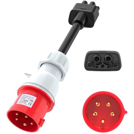 Adaptateur 5-Pin CEE vers Tesla 32A – Câble d'extension Gen 2 pour recharge monophasée – Mise à la terre requise – Compatible Model S/3/X/Y